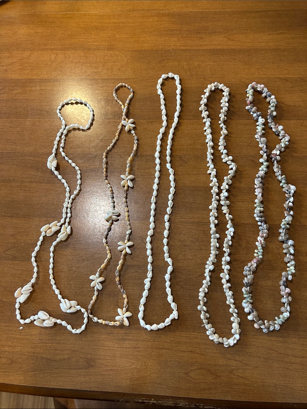 5 Handcrafted Shell Necklaces Leis